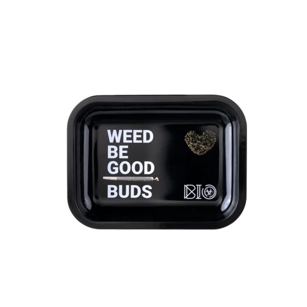 BIO Glass WEED BE GOOD rolling tray small metal 7.5 x 5.5