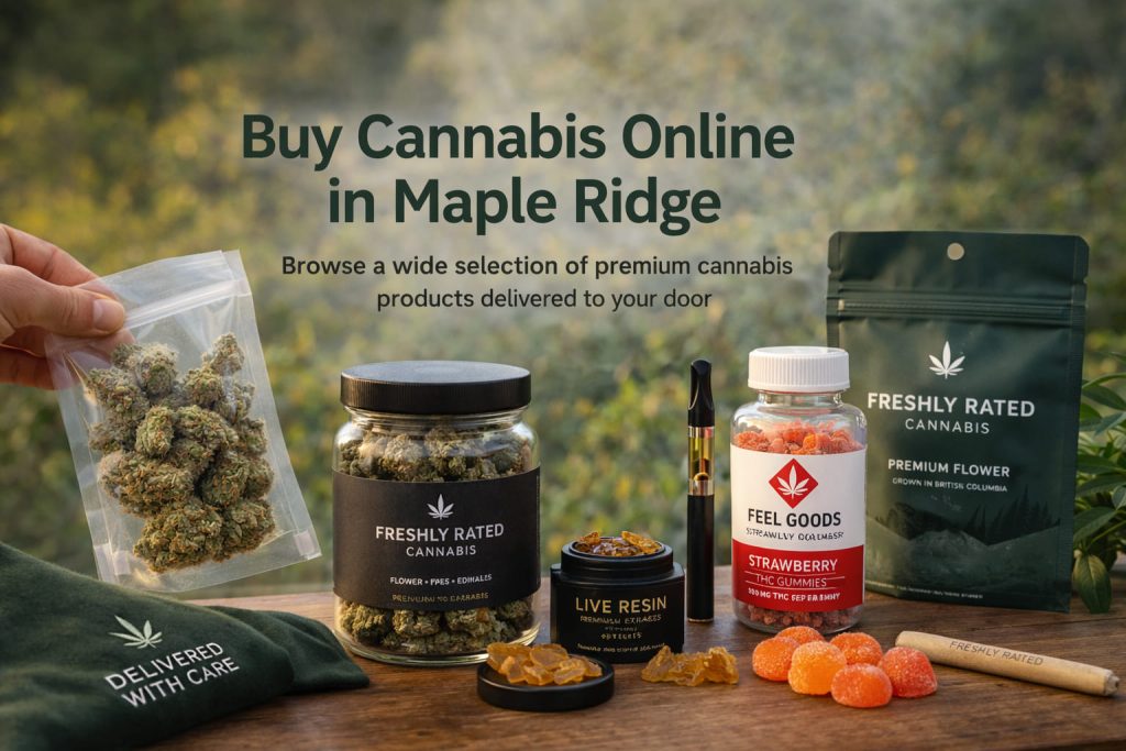 buy cannabis online Maple Ridge BC flower concentrates edibles vape same day delivery