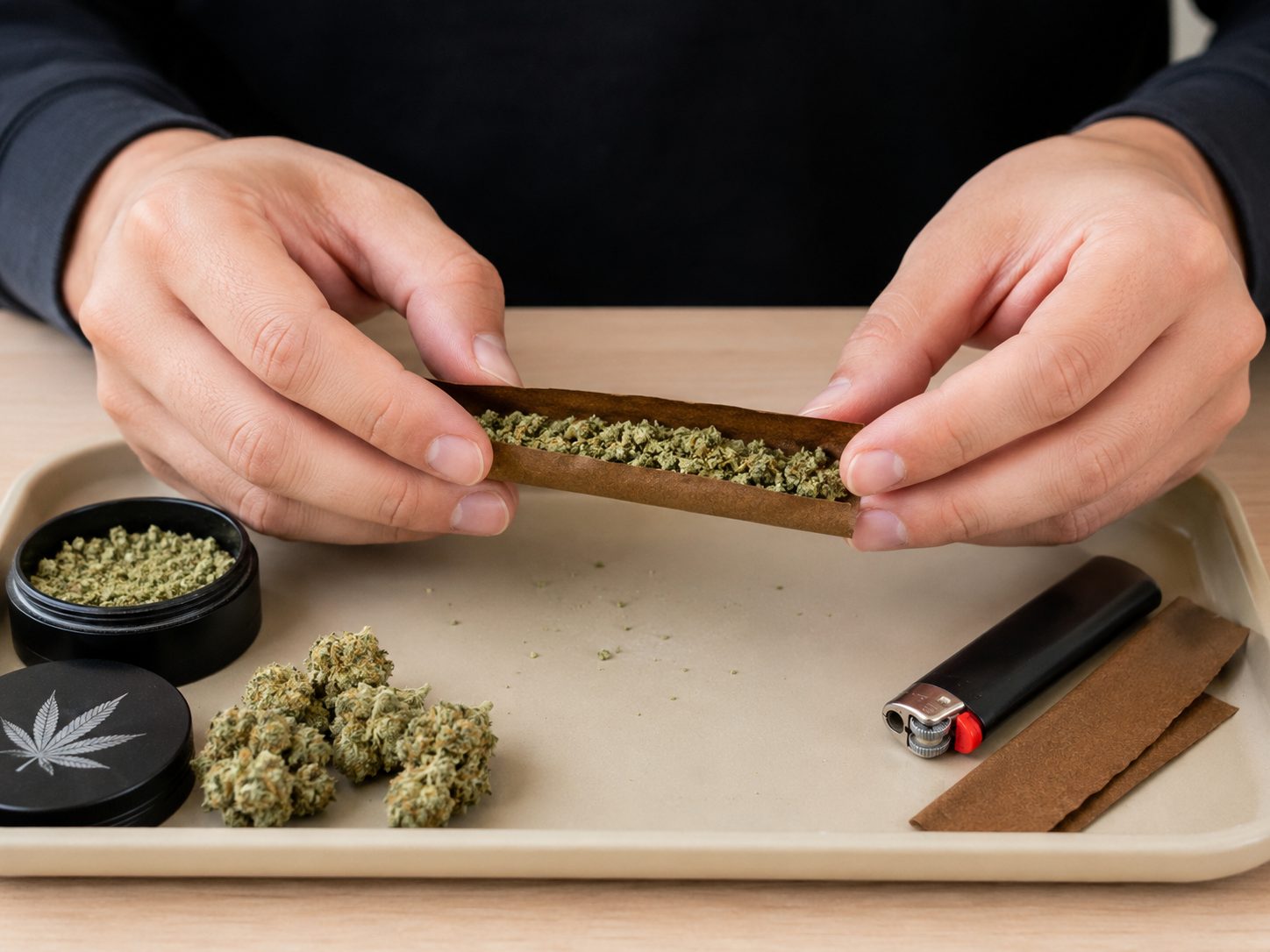 How to Roll a Blunt: Step-by-Step Beginner Guide 2 Step by step blunt rolling guide with cannabis flower inside a blunt wrap