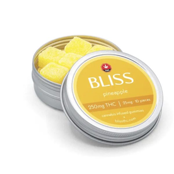 Bliss Edibles Pineapple 250mg THC cannabis gummies