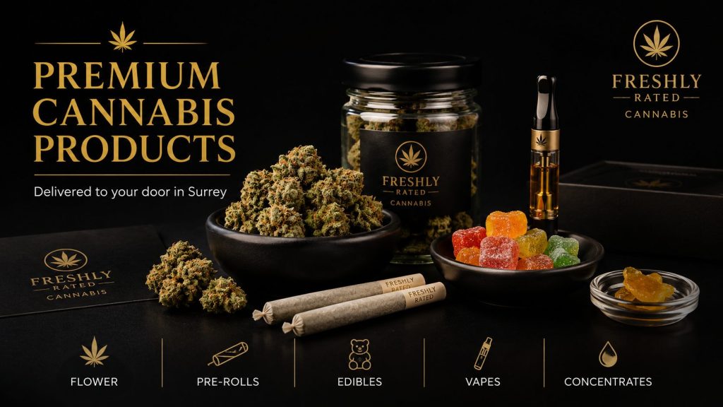 Cannabis products for delivery in Surrey BC including flower edibles vapes concentrates and pre rolls