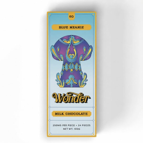 Blue Meanie Milk Chocolate Bar 6g with 24 pieces and 250mg per piece
