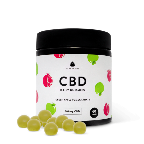 Buddabomb Green Apple Pomegranate 600mg CBD Gummies 60 pack