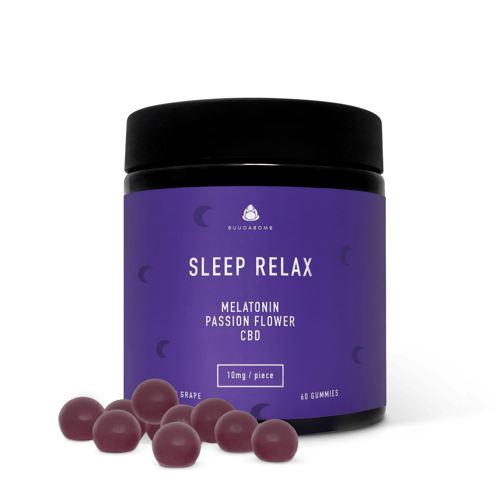 Buddabomb Sleep Relax Gummies 600mg CBD – Wild Grape Buddabomb Sleep Relax 600mg CBD Wild Grape Gummies 60 pack